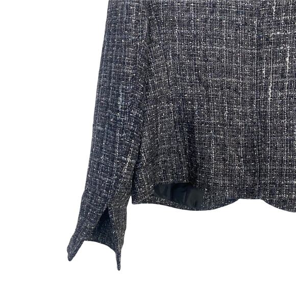 Lafayette 148 New York Gray Tweed Wool Blend Button-Down Mock Neck Jacket Size 4 - Picture 3 of 10